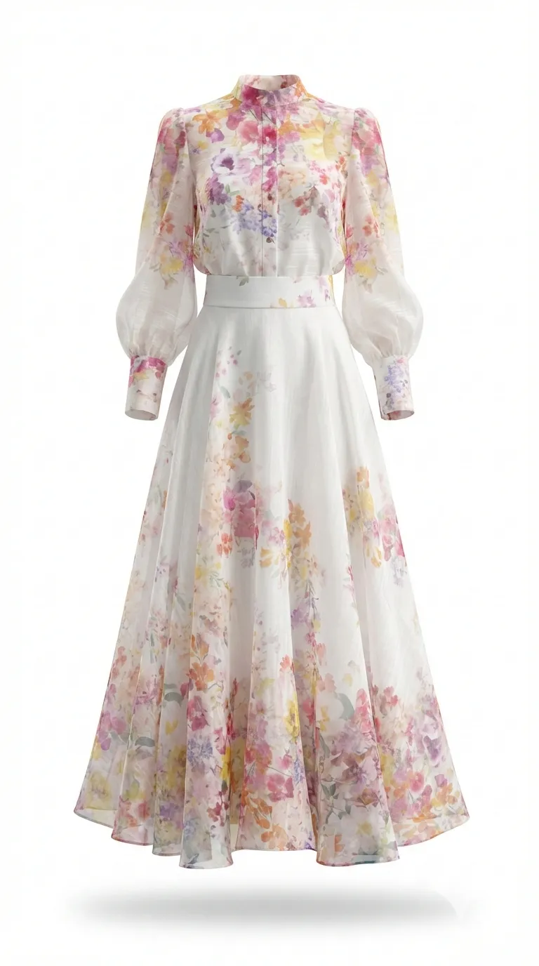 set_shomiz_skirt_white ست شومیز دامن گلدار