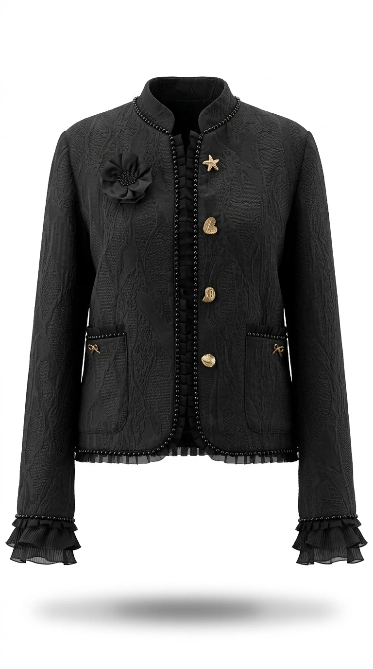 black_Coat کت ژاکارد توردار