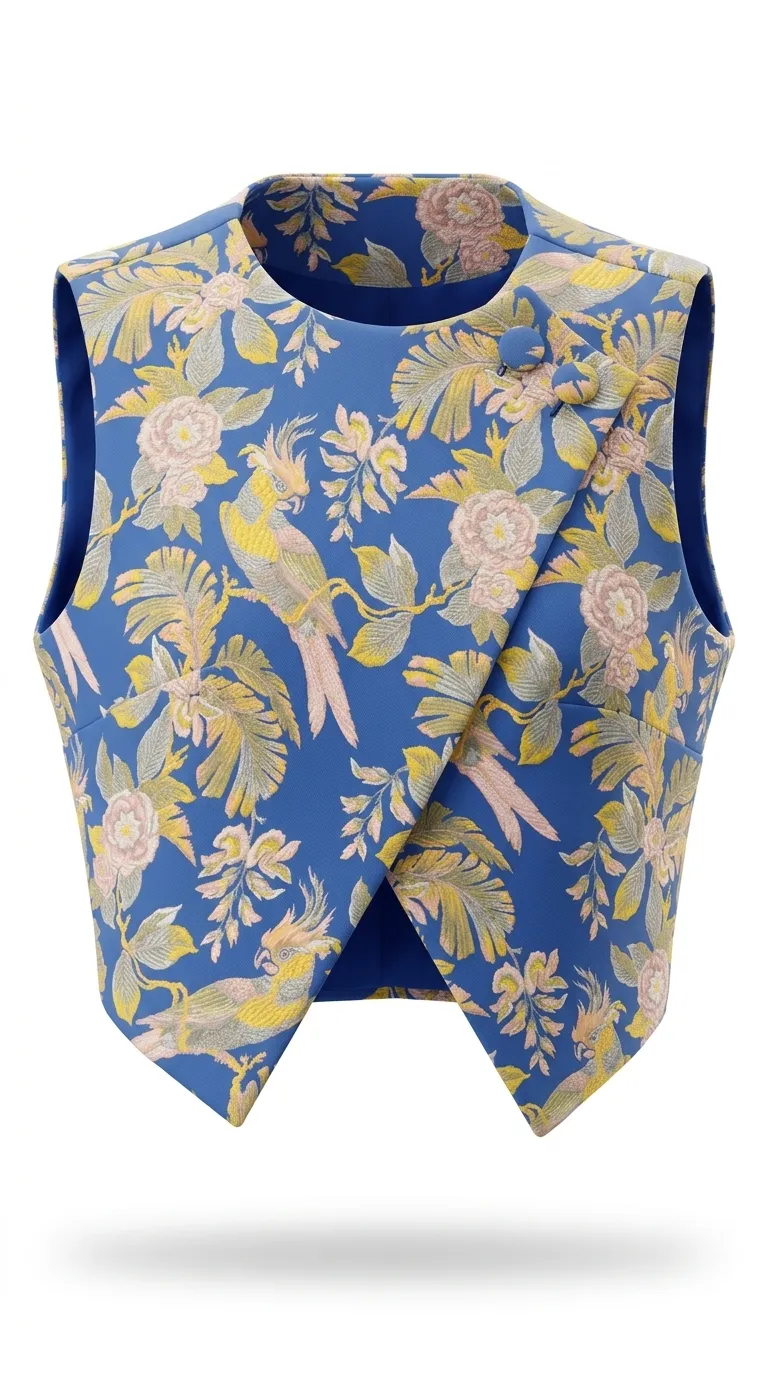 vest_bird_blue وست ژاکارد طرح طوطی - Image 1