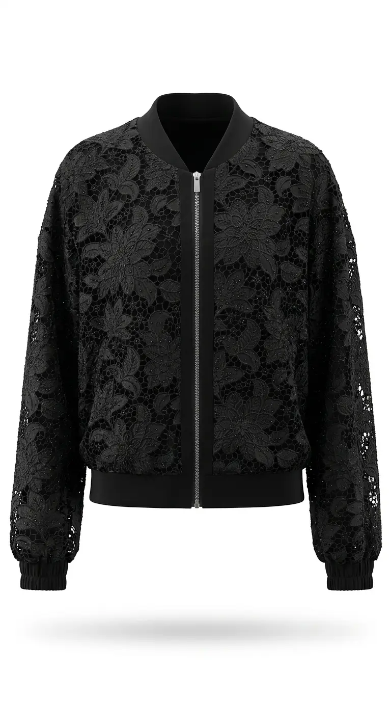 bomber_black_dantel بامبر نگین دار - Image 1